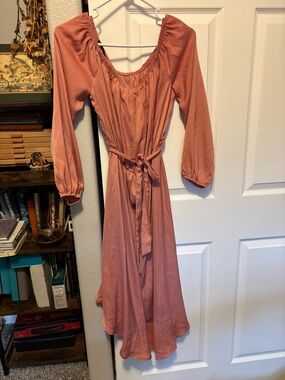 Forever 21 Mauve Long Sleeve Midi Dress with Tie Waist